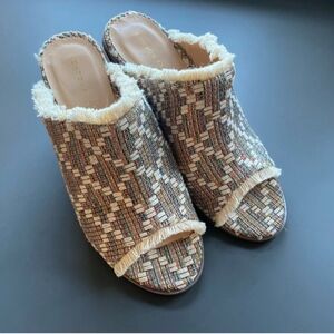 London Rag Maya Multicolor Woven Mules with Fringe Sz 7.5